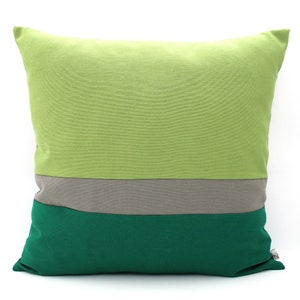 Apple Green, Kelly Green and Dark Grey Colorblock Pillow Cover - All Sizes, Home gifts for you