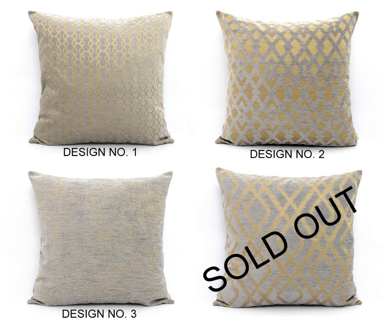 Grey and Gold Throw Pillow Cover Woven High End Metallic Etsy