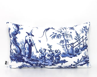 Blue and White Chinoiserie Toile  Pillow Cover - All Sizes - Modern Pillow - Print Throw Pillow - Boho Throw Pillow, Home gifts for you