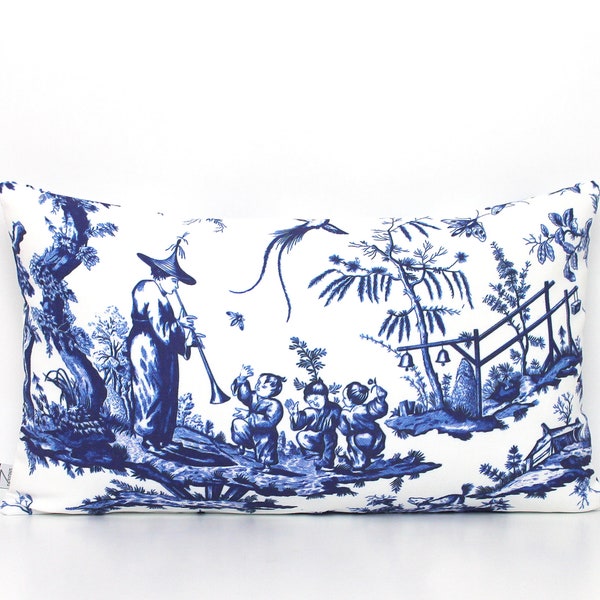 Blue and White Chinoiserie Toile  Pillow Cover - All Sizes - Modern Pillow - Print Throw Pillow - Boho Throw Pillow, Home gifts for you