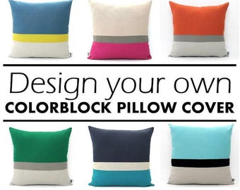 Funda de almohada personalizada con bloques de color, diseña tu propio cojín, manta colorida - Almohada moderna y única con bloques de color, regalos para el hogar con detalles de arcoíris