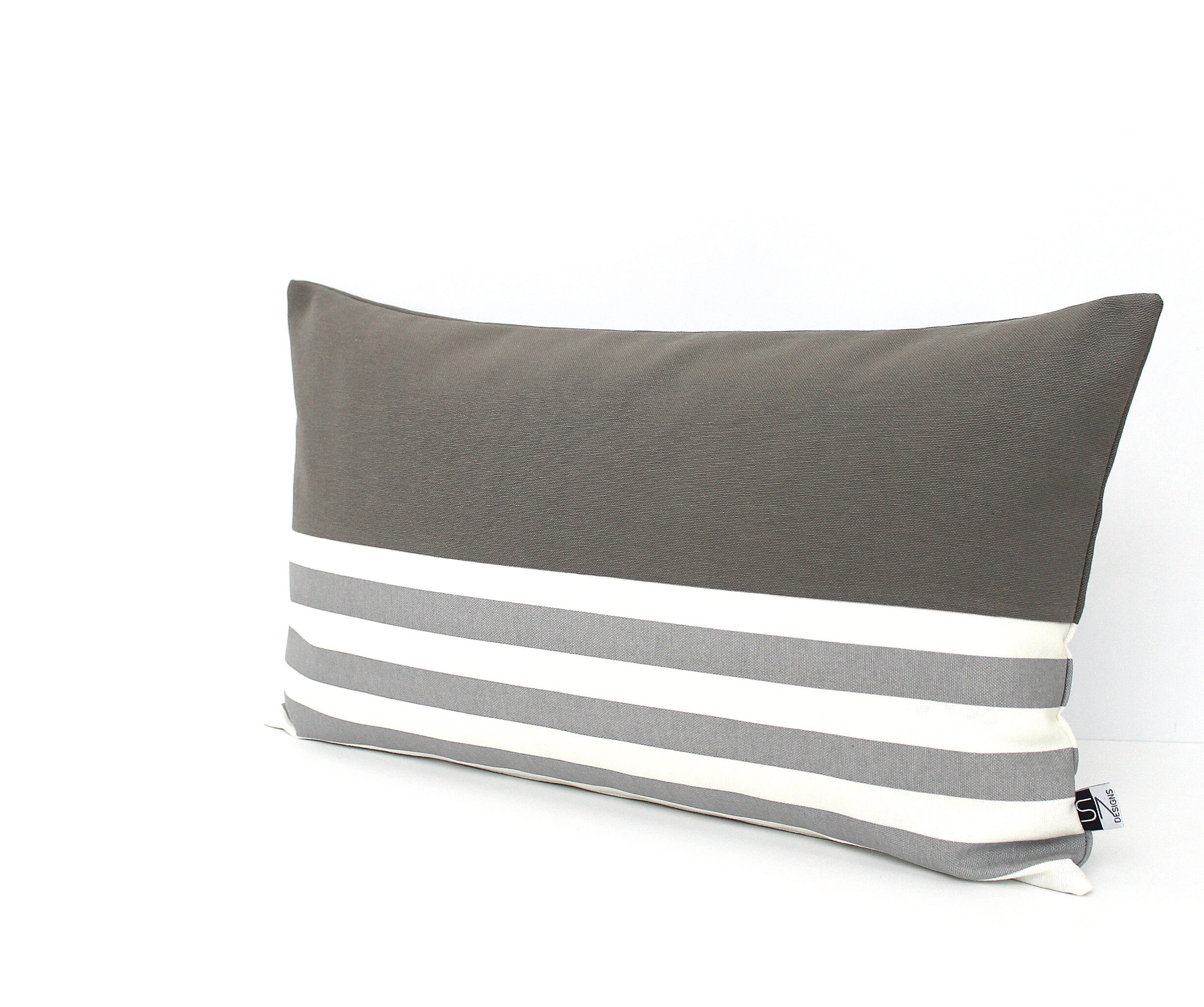 Cubierta de almohada de bloque de color gris y blanco de dos | Etsy