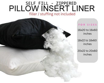 Pillow Insert Sleeve, Self Fill, All Sizes, Zippered, DIY Case without Filling, Custom Size Insert Cover, Cushion Liner