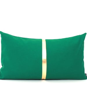 Kelly Green and Gold Colorblock Pillow Cover, All Sizes - Custom Stripe Color, Home gifts for you