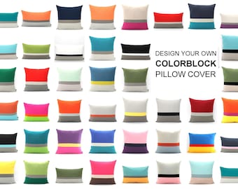 Funda de almohada Colorblock personalizada, diseña tu almohada Colorblock en TODOS LOS TAMAÑOS - Cojín decorativo moderno, regalos para el hogar para ti
