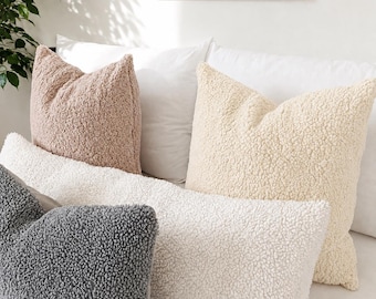 Funda de almohada Teddy Bouclé / Cojín decorativo de felpa texturizada / 8 colores / Decoración escandinava para el hogar