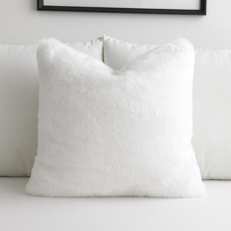 Luxurious Puffy Faux Fur Pillow Cover - Light Beige Cozy Plush Faux Fur Home Decor Throw Cushion, Imitation Minky, Alpaca, Rabbit Wit