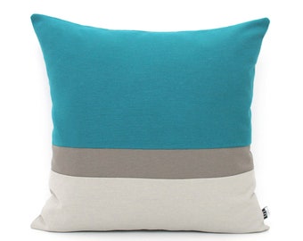 Dark Teal and Grey Colorblock Pillow Cover - All Sizes, Home gifts for you Color block