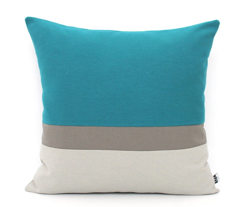 Teal and Grey Colorblock Pillow Cover Any Size Home Gifts Etsy