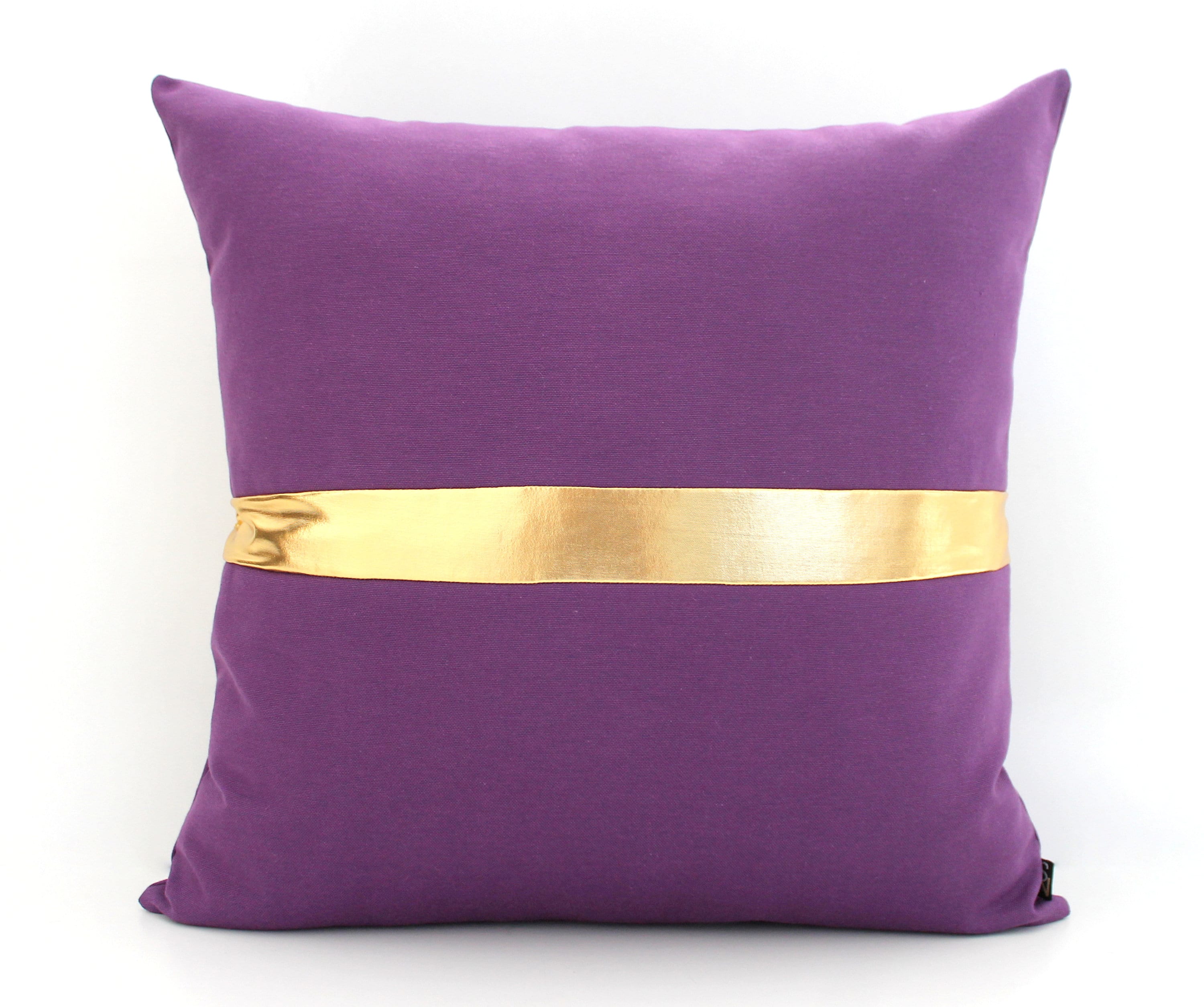 Dark Purple and Gold Colorblock Pillow Cover Custom Metallic Etsy