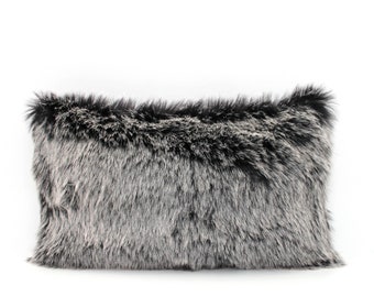 wolf fur pillow