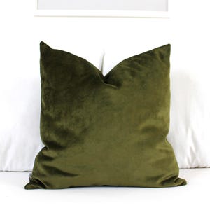 Dark Olive Velvet Pillow Cover | Luxury Moss Green Throw Cushion | All Lumbar & Square Sizes