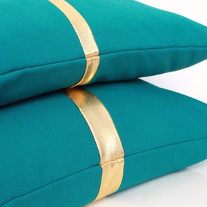 Dark Teal and Metallic Gold Pillow Colorblock Covers ALL - Etsy