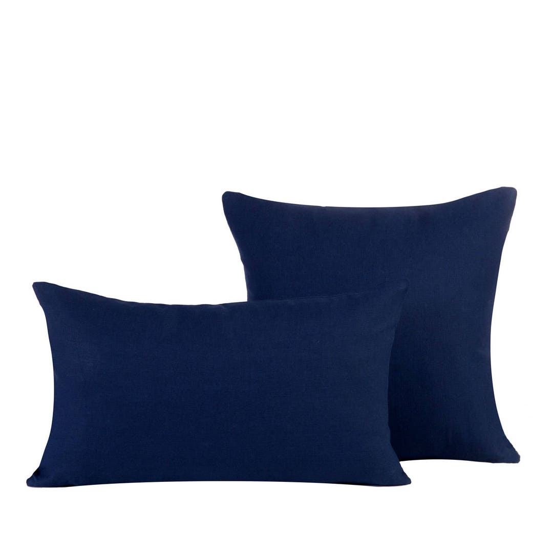 Solid Dark Blue Pillow Covers Cotton All Sizes, Home Gifts for You Etsy