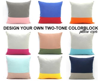 Custom Two Tone Colorblock Pillow Cover, Design your own Pillow ALL SIZES - Modern Color block Pillow, Bright Home Decor gifts for you