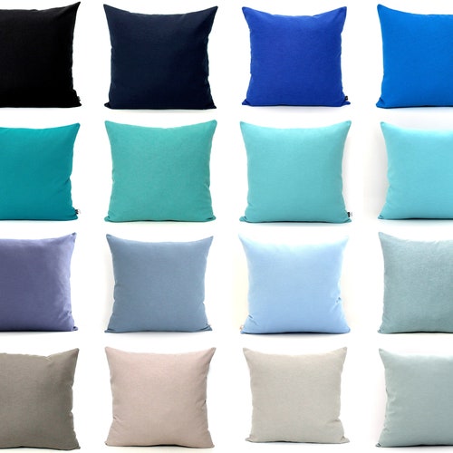 Gray Teal and Navy Blue Throw Pillows for Bed Decor Large Etsy