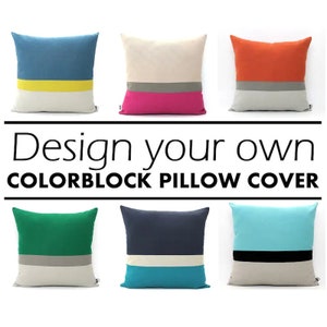 Custom Colorblock Pillow Cover, Design your own Pillow ALL SIZES - Unique Modern Color block Pillow, Home gifts for you