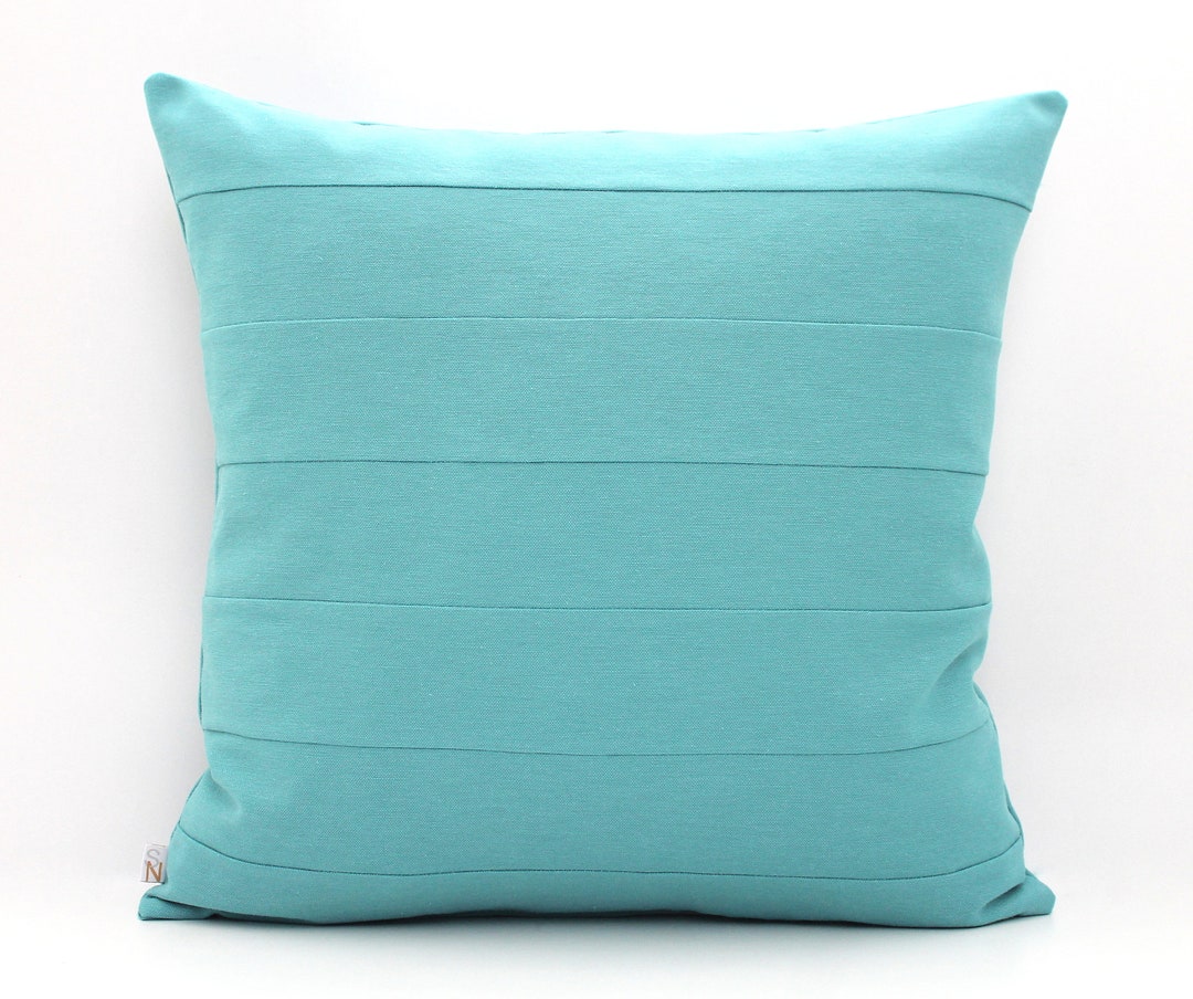 Turquoise Blue Pillow Cover, Textured Solid Colorblock Throw, All Sizes Available Etsy