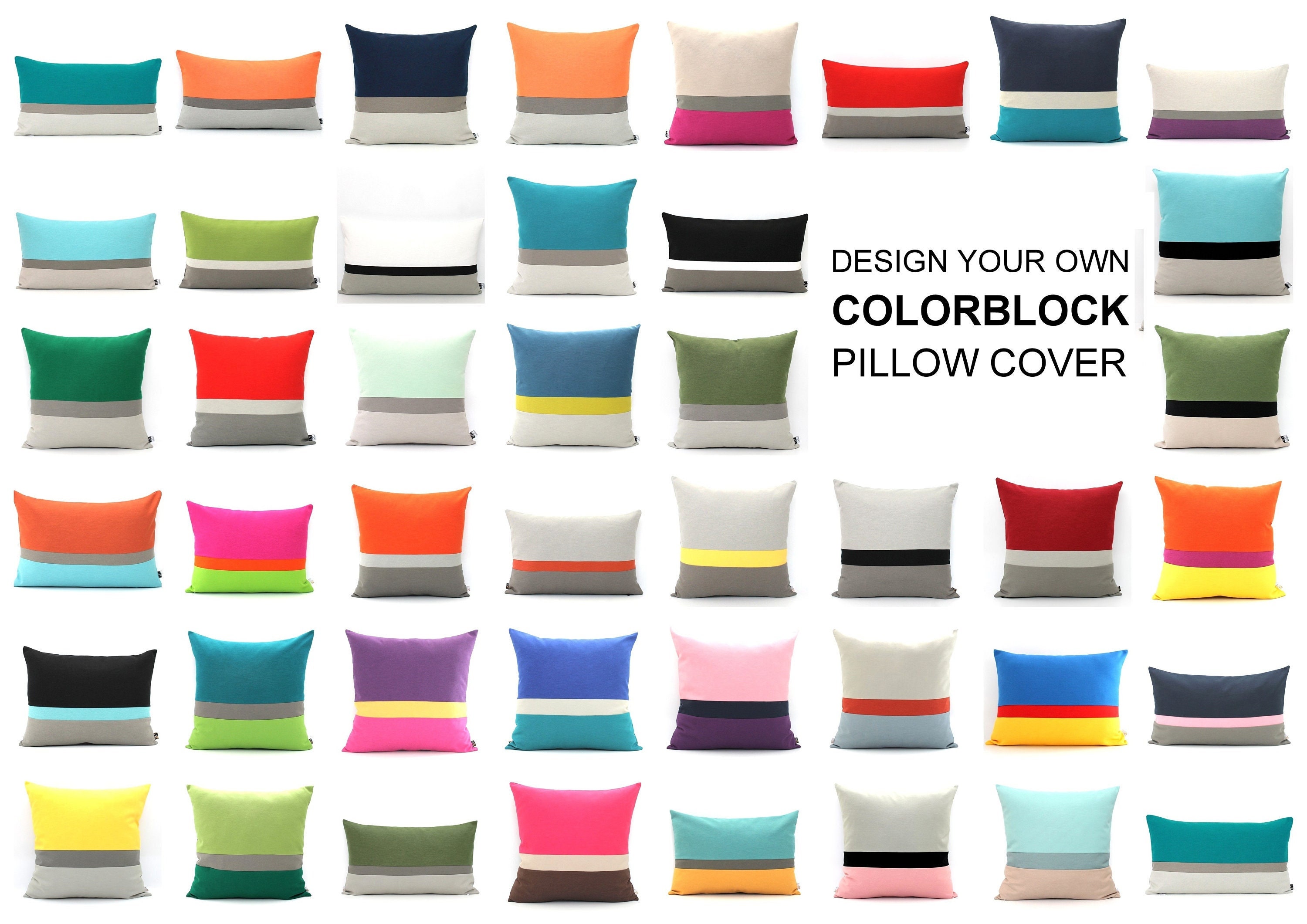  Color Blocks Lumbar Pillow Cover with Elastic Band