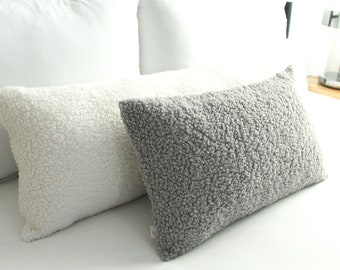 Boucle Sherpa Pillow Cover: Cozy Teddy Lumbar Cushion