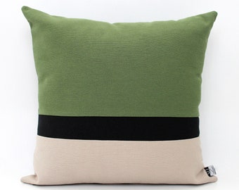 Olive Green, Black and Stone Color block Pillow Cover - ALL SIZES, Home gifts for you