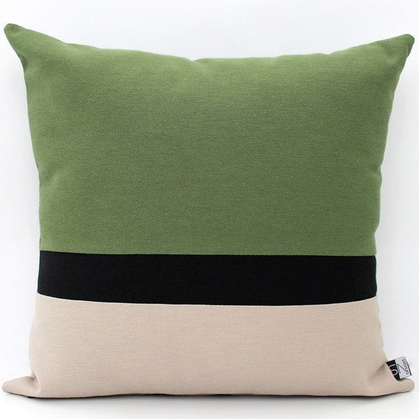 Olive Green, Black and Stone Color block Pillow Cover - ALL SIZES, Home gifts for you