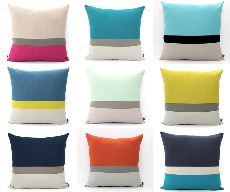 Custom Colorblock Pillow Cover, Design your own Cushion, Colorful Throw - Unique Modern Color block Pillow, Rainbow Accent Home gifts image 9