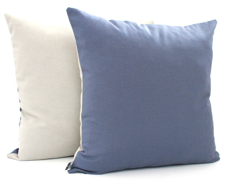 Denim Blue and Light Grey Decorative Pillow Covers All Sizes Etsy
