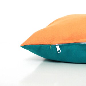Two Tone Solid Teal Cushion Cover Teal Pillow Orange Pillow Orange Scatter Cushion Solid Teal Pillow Case 16x16 17x17 18x18 20x20 image 2