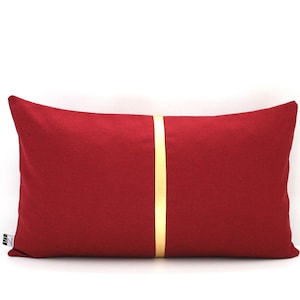 Maroon Red and Gold Colorblock Pillow Cover, All Sizes -  Custom Stripe Color, Home gifts for you