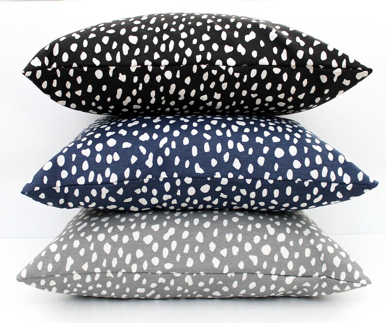 Spotted Pillow Cover Black Navy or Grey ALL SIZES Print Etsy