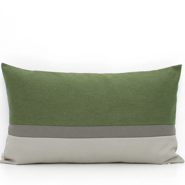 Olive Green and Grey Colorblock Lumbar Pillow Cover - All Sizes, Home gifts for you