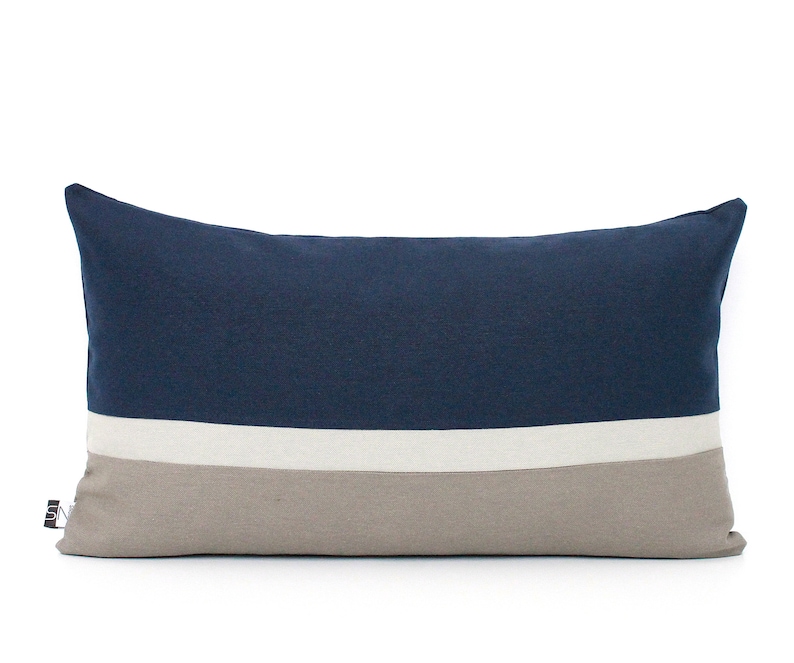 Navy Blue and Grey Colorblock Lumbar Throw Pillows All Sizes Etsy Ireland