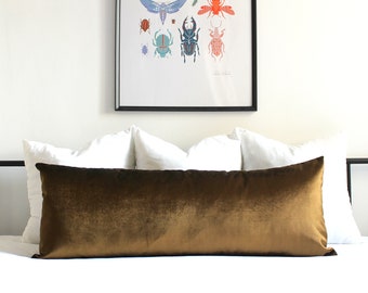 Extra Long Velvet Pillow Cover, Sunlit Kelp Lumbar, All Sizes, 26 Colors, Throw Pillow, Decor Decorative Cushion Cover