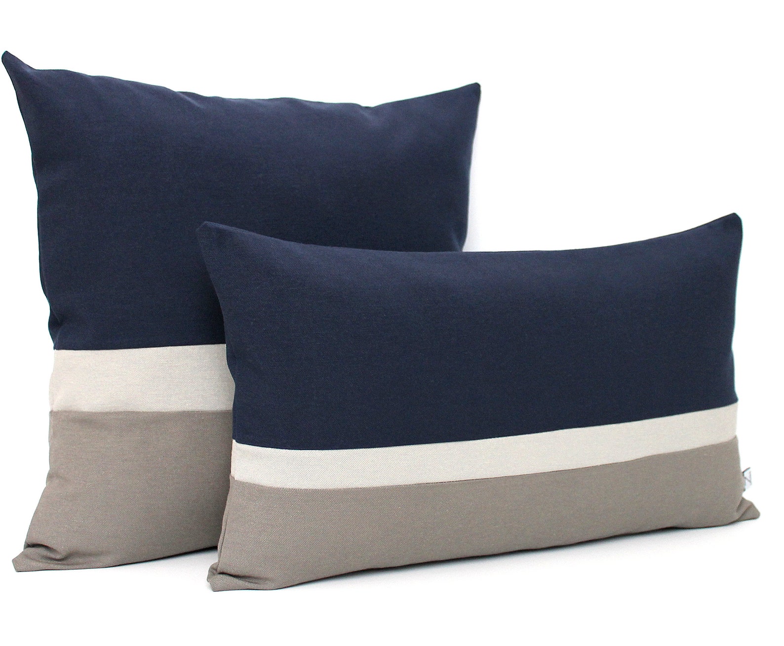 Navy Blue and Grey Colorblock Lumbar Throw Pillows All Sizes - Etsy