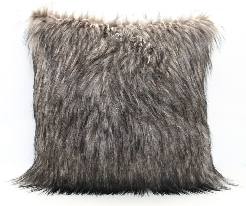 wolf fur pillow