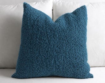 Funda de almohada de bouclé de peluche acogedor: cojín decorativo azul petróleo, 8 colores