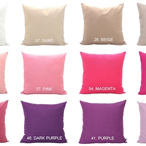Solid cotton pillow cover in multiple colors, minimalist throw cushion for sofa, bed, and modern home decor styling