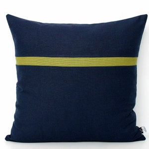 Navy Blue and Leaf Green (Customizable Stripe Color) Colorblock Pillow Cover - All Sizes, Home gifts for you
