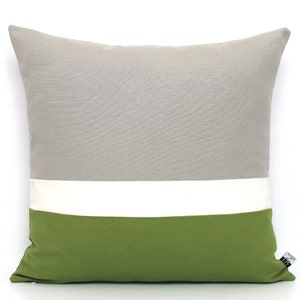 Grass Green, Cream and Light Grey Colorblock Pillow Covers - ALL SIZES, Home gifts for you