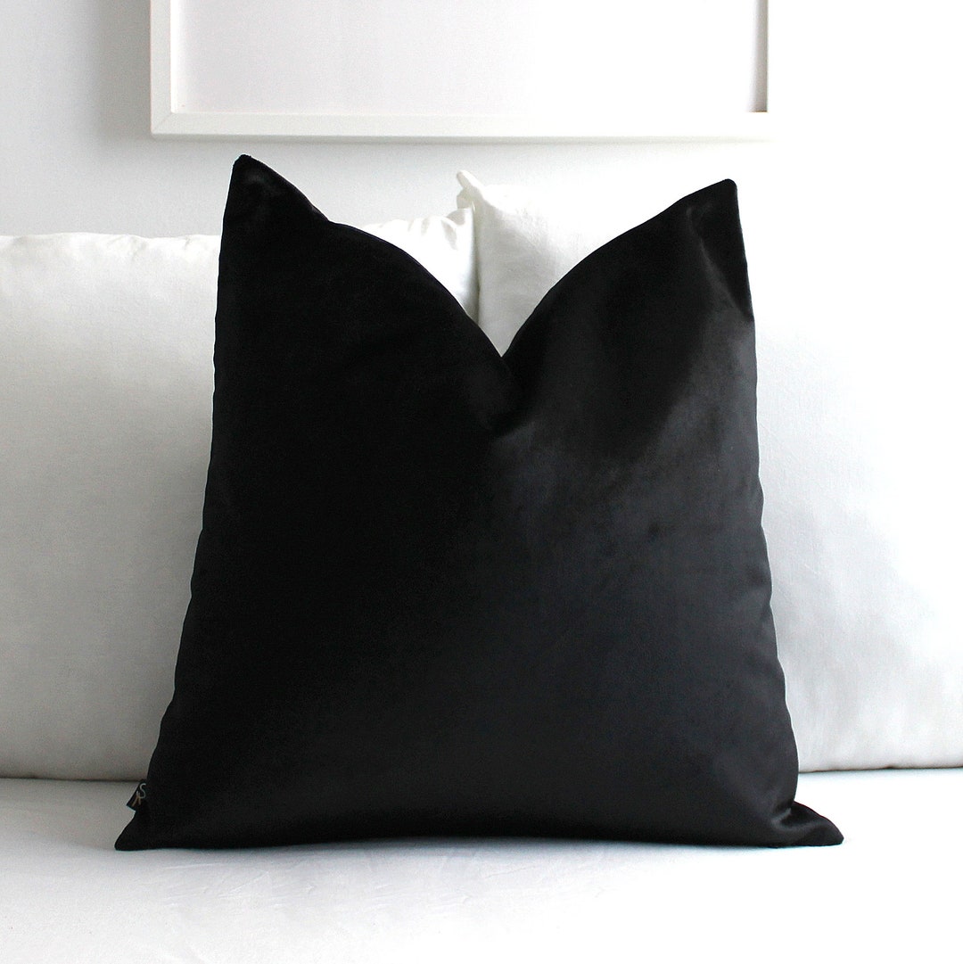 Black Velvet Pillow Cover, Bedroom Decor, Headboard Cushion, All Sizes ...