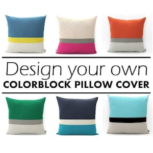 Custom Colorblock Pillow Cover, Design your own Cushion, Colorful Throw - Unique Modern Color block Pillow, Rainbow Accent Home gifts image 1