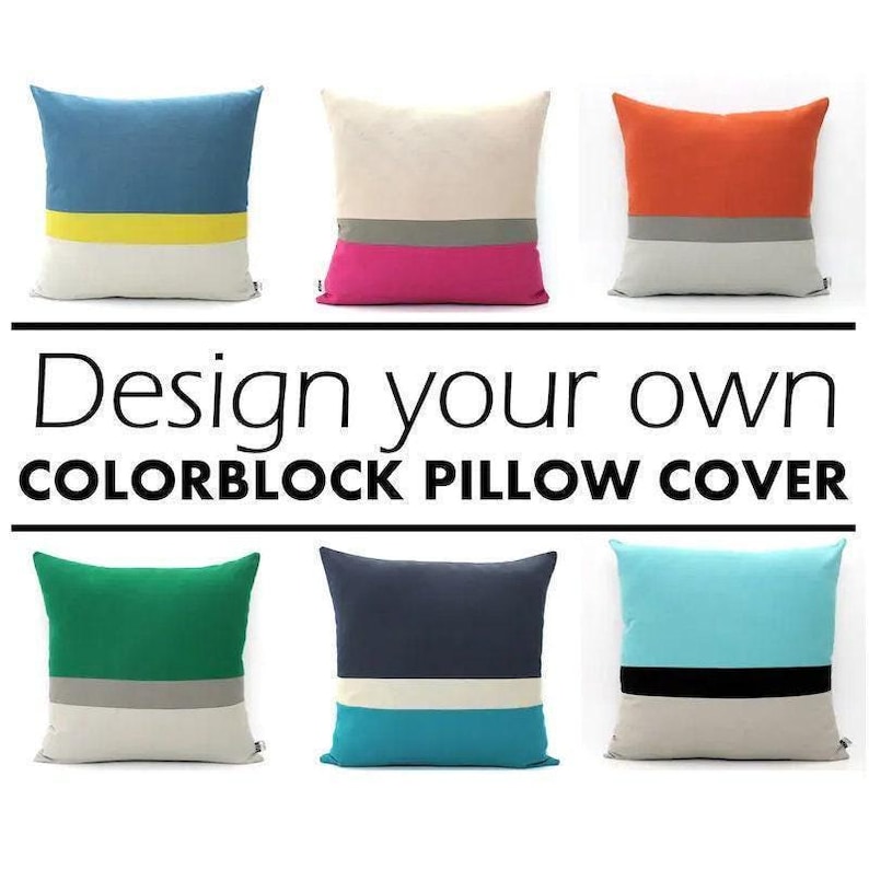 Custom Colorblock Pillow Cover, Design your own Cushion, Colorful Throw - Unique Modern Color block Pillow, Rainbow Accent Home gifts image 1
