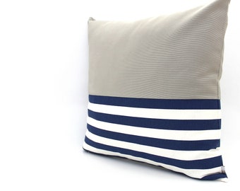 Navy Blue and Grey Colorblock Pillow Covers ALL SIZES, Home gifts for you