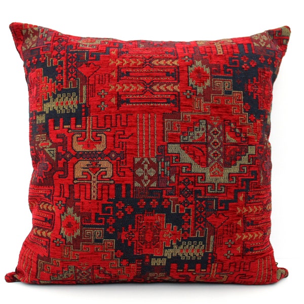 Dark Red Turkish Kilim Pillow Cover - Antique Looking - Luxurious Boho Throw  All Sizes, Home gifts for you