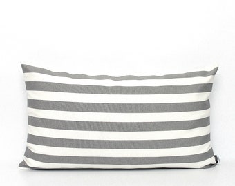 Grey Pillow Cover, Horizontal Stripe, Grey and White, Lumbar Pillows, Nursery Throw, Cushion, Navy Blue, Gray, Pink, Baby Blue, Red, Beige