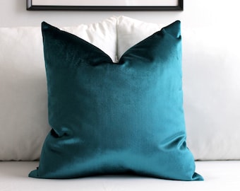 Dark Teal Velvet Pillow Cover, Bedroom Decor, Headboard Cushion, All Sizes, 26 Colors, Luxury Throw Pillow, Decorative Home