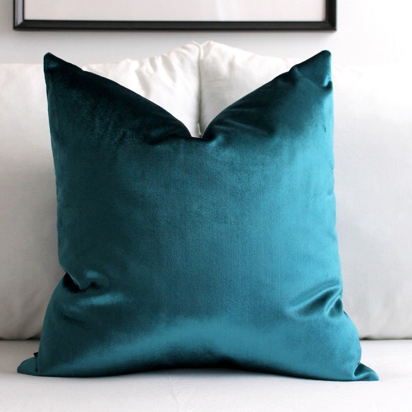 Dark Teal Velvet Pillow Cover, Bedroom Decor, Headboard Cushion, All Sizes, 26 Colors, Luxury Throw Pillow, Decorative Home