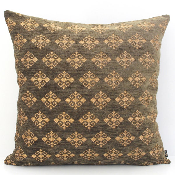 Khaki Green High End Turkish Kilim Ottoman Pillow Cover - Luxurious Boho Throw All Sizes, Home gifts for you