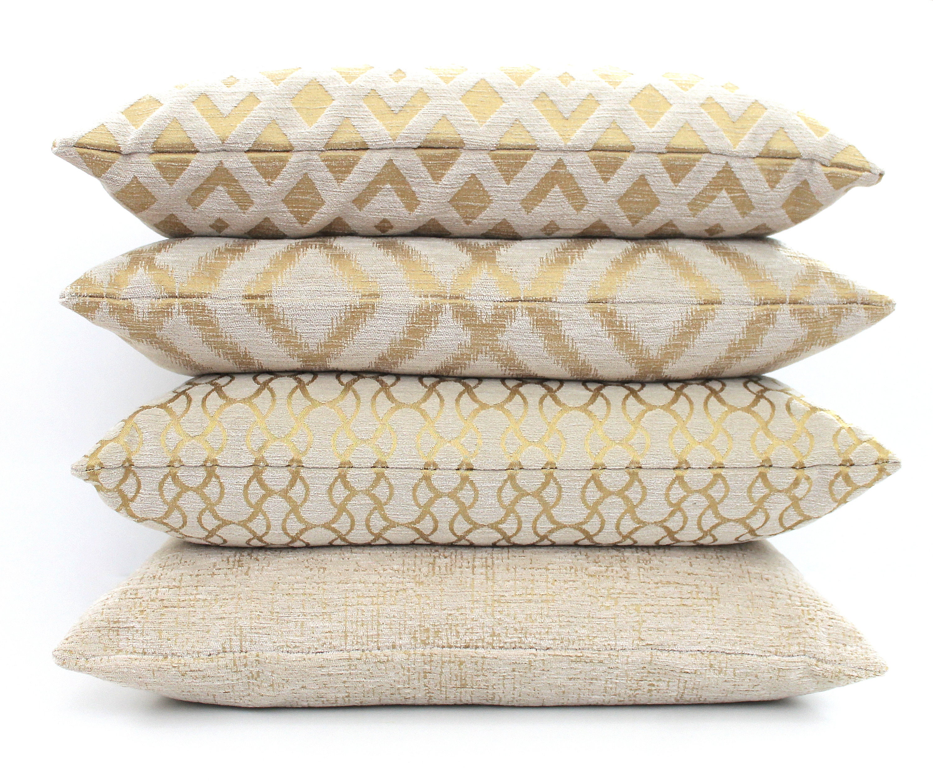 Cream and Gold Throw Pillow Cover Mix and Match Woven High Etsy